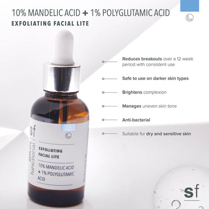 SKIN Functional Exfoliating Facial Lite| 10% Mandelic Acid + 1% Polyglutamic Acid